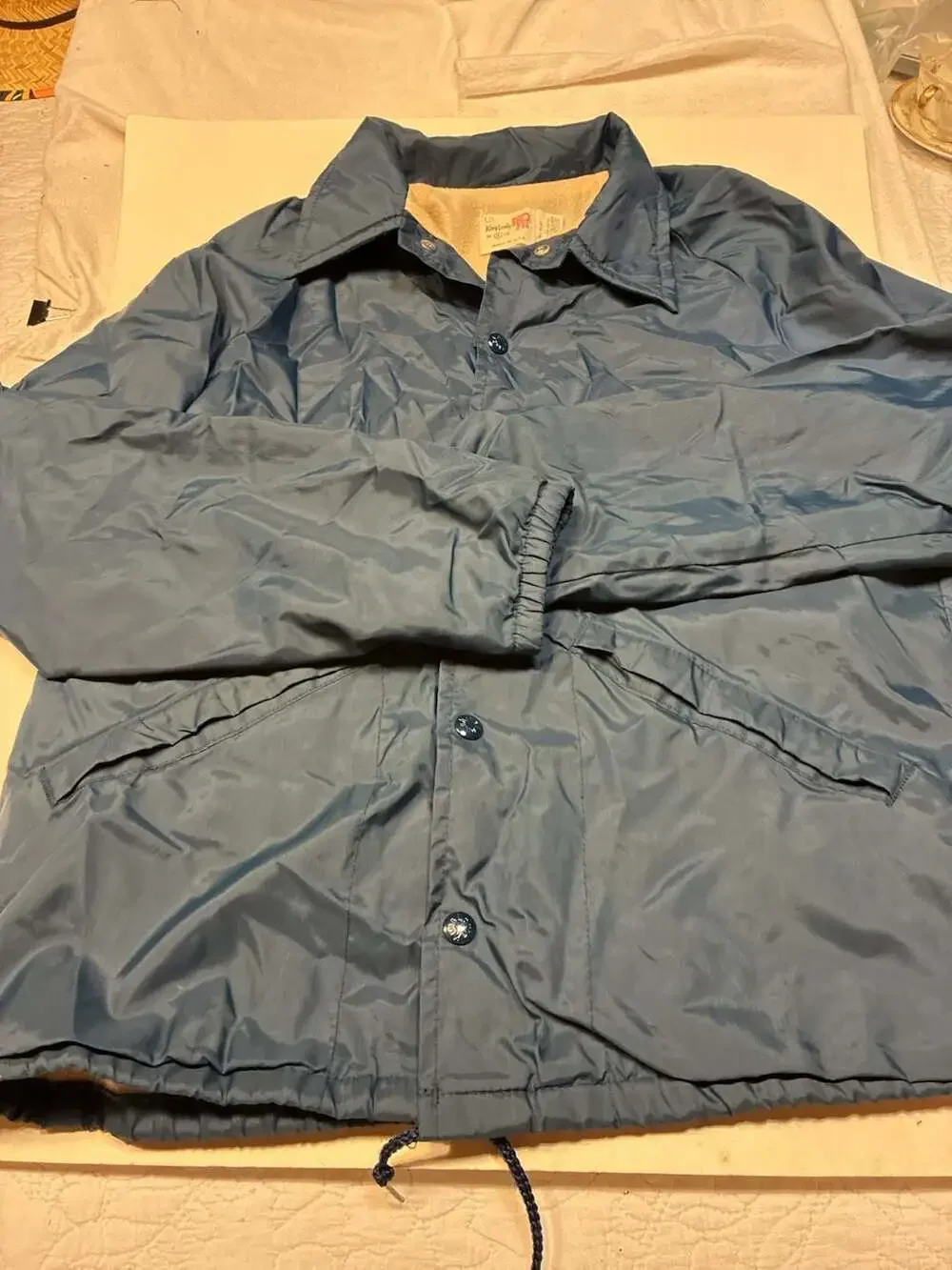 Vintage King Louie Pro-Fit Fleece Lined Nylon Coaches Jacket Blue Size S